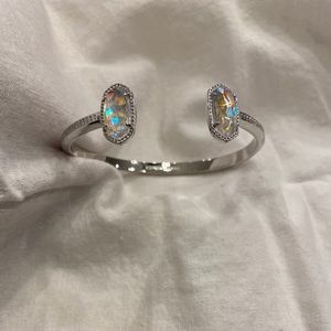 Elton Silver Cuff Bracelet In Dichroic Glass